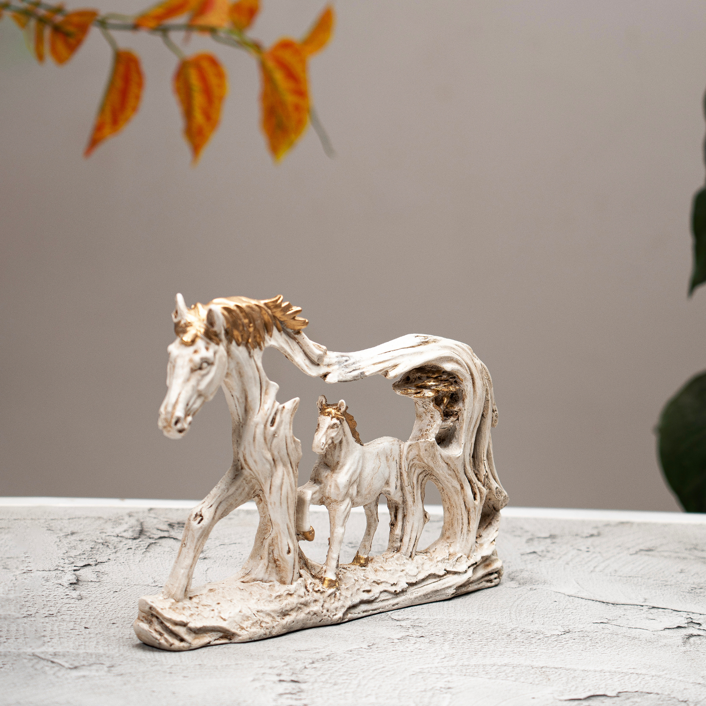 Wall Horse Antique White Gold