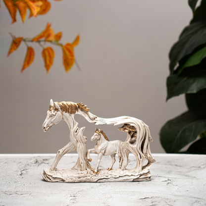 Wall Horse Antique White Gold