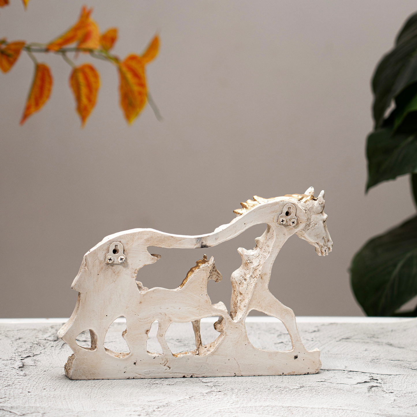 Wall Horse Antique White Gold