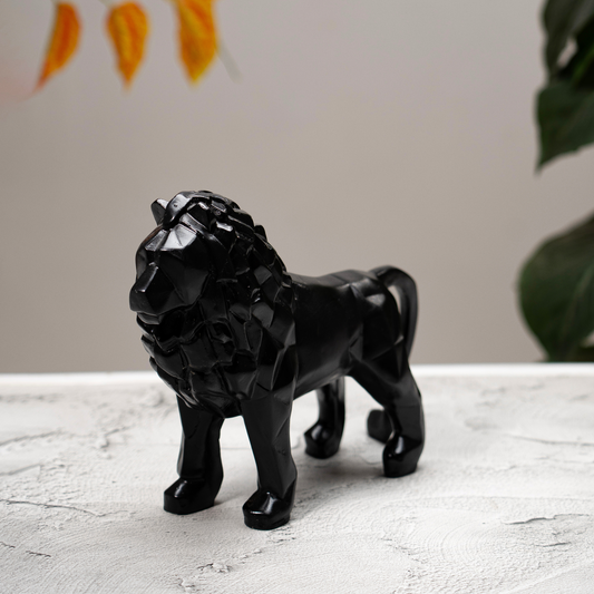 Geometric Standing  Lion Black