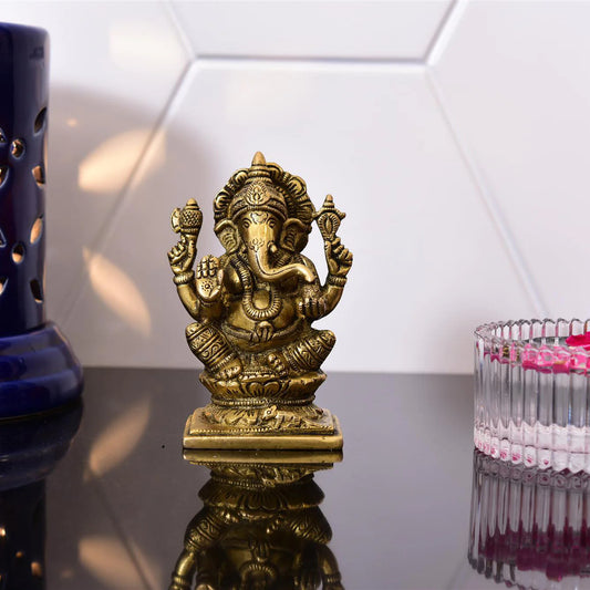 Brass Blessing Ganesha Idol