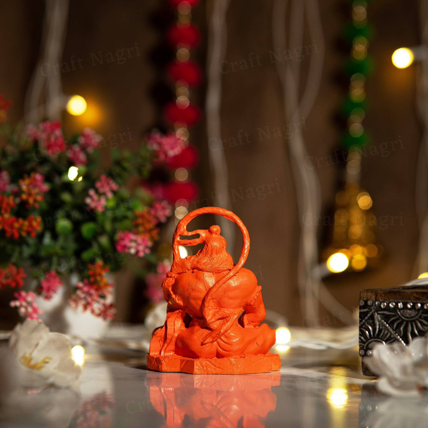 Meditating Hanuman Car Dashboard Idol (Orange Colour ) ( 4 Inches)