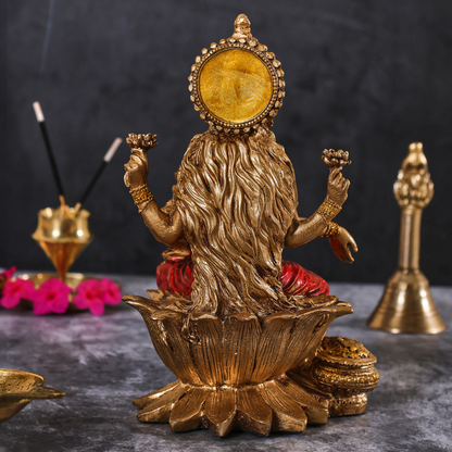 Goddess Laxmi Sitting on Kamal Idol (6.5  Inches)