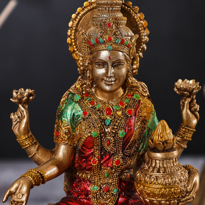 Goddess Laxmi Sitting on Kamal Idol (6.5  Inches)