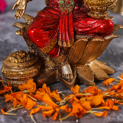 Goddess Laxmi Sitting on Kamal Idol (6.5  Inches)