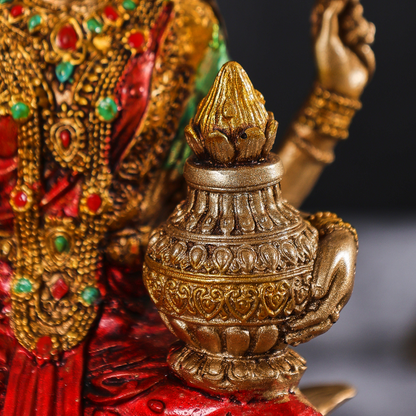 Goddess Laxmi Sitting on Kamal Idol (6.5  Inches)