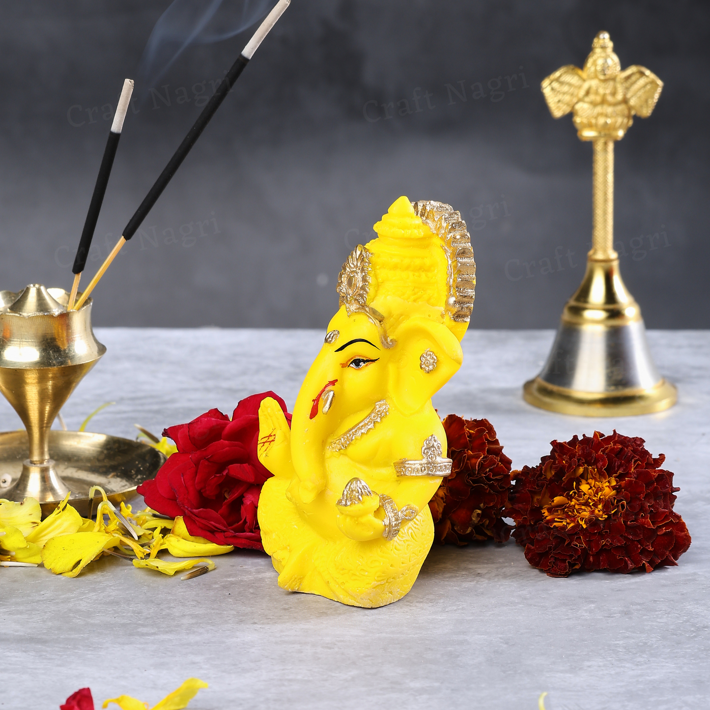 Lord Ganesh Gold Plated Car Dashboard idol